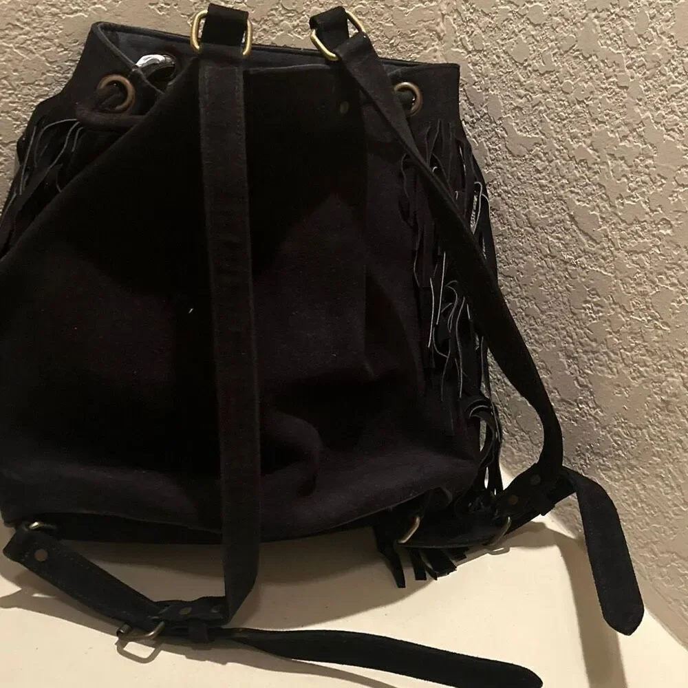 Guadalupe Camila Fringe Leather Backpack Bohemian Hippie Festival Tassel NWT